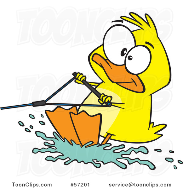 Cartoon Duck Water Skiing
