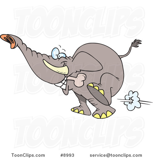 Cartoon Elephant Fetching a Bone