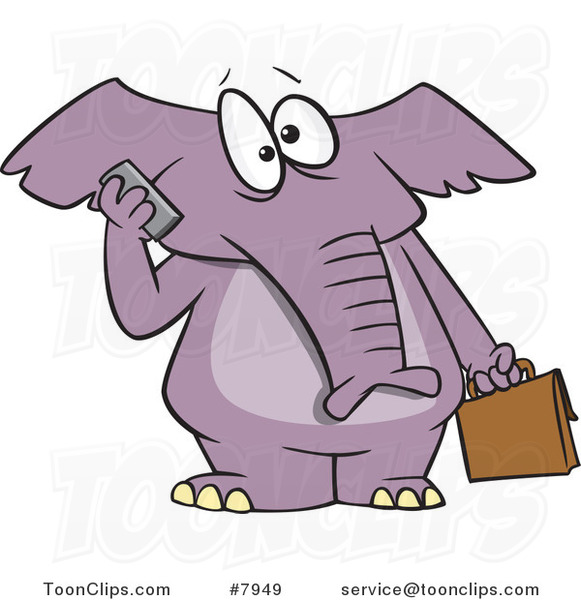 Cartoon Elephant Talking on a Cell Phone