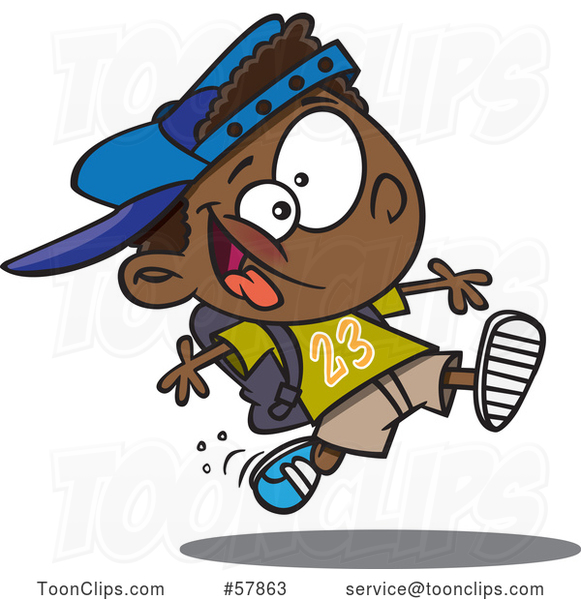 cartoon black boy running