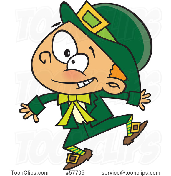 Cartoon Energetic St Patricks Day Leprechaun Boy Jumping