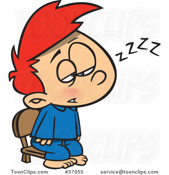 Cartoon Exhausted Boy Trying to Stay Awake to See Santa #37055 by Ron  Leishman
