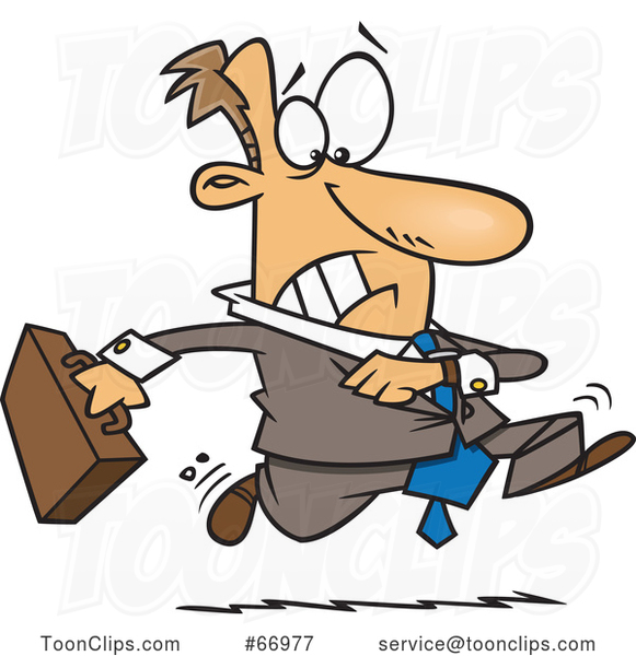 Cartoon Extremely Late White Businessman Running