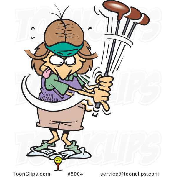 female golfer cartoon