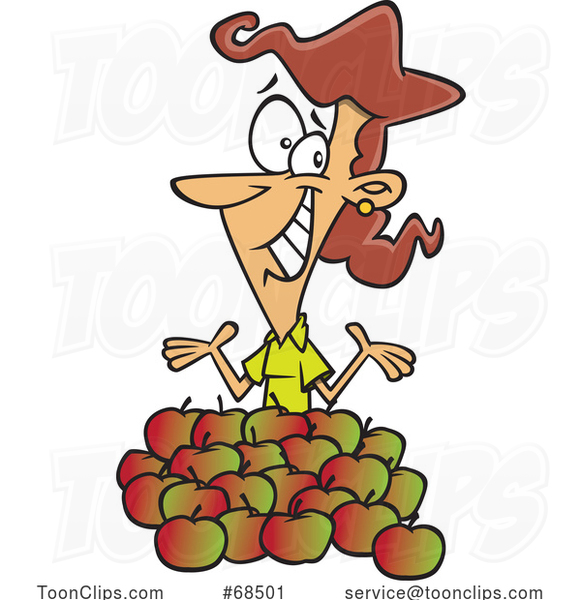 Cartoon Female Teacher Being Shown Appreciation with Apples