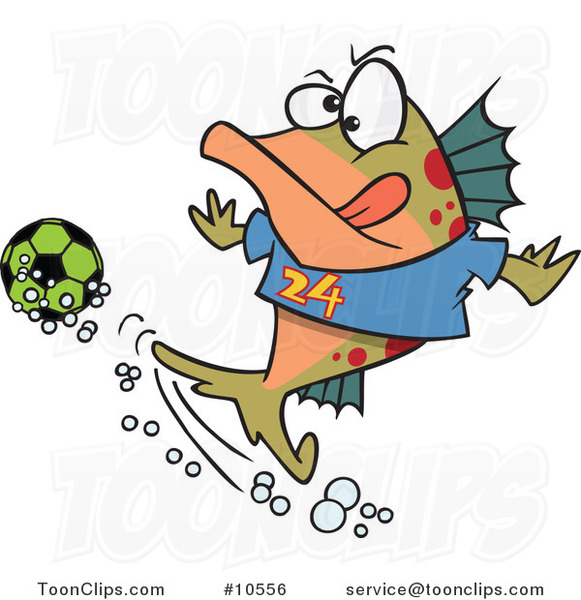 Cartoon Fish Playing Soccer