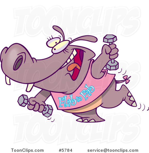 Cartoon Flab to Fab Fitness Hippo
