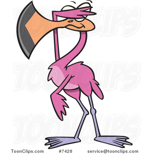 Cartoon Flamingo Covering His Eyes