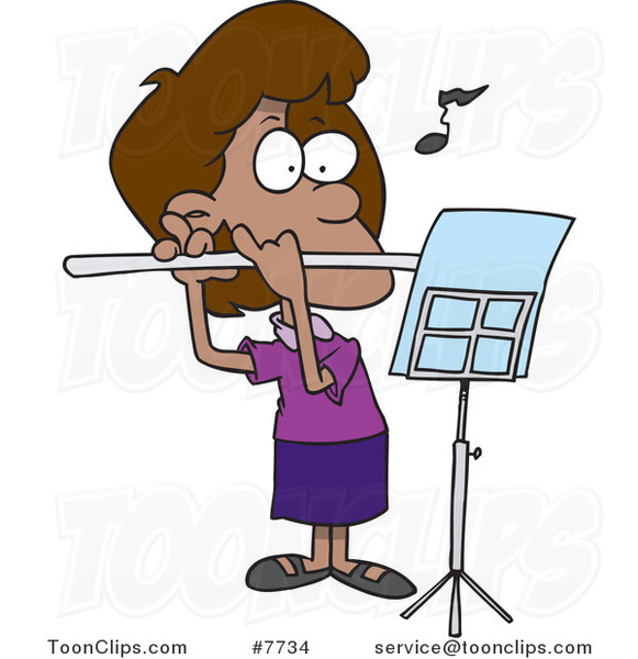 Cartoon Flautist Girl