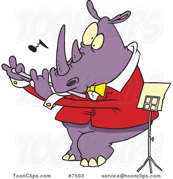 Cartoon Flautist Rhino