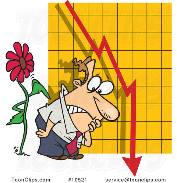Cartoon Flower Tapping on a Guy by a Failing Chart