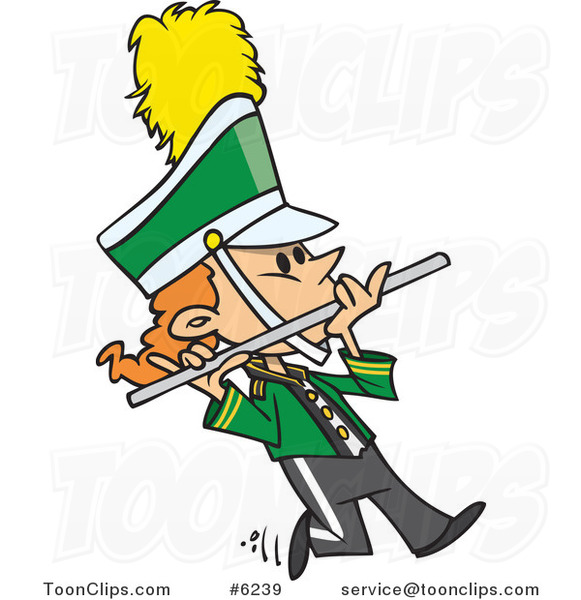 Cartoon Flutist in a Marching Band