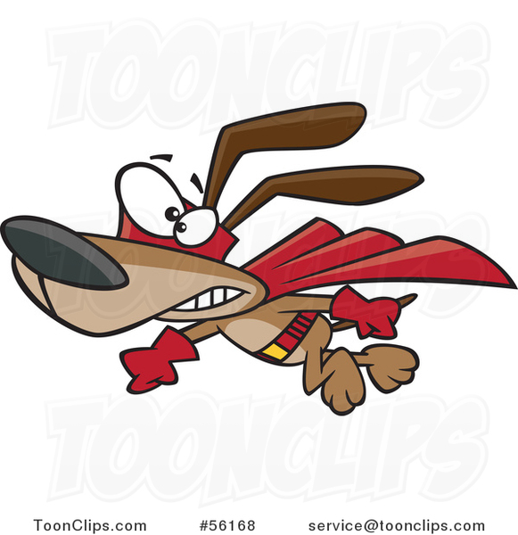 Cartoon Flying Brown Super Hero Dog to the Rescue