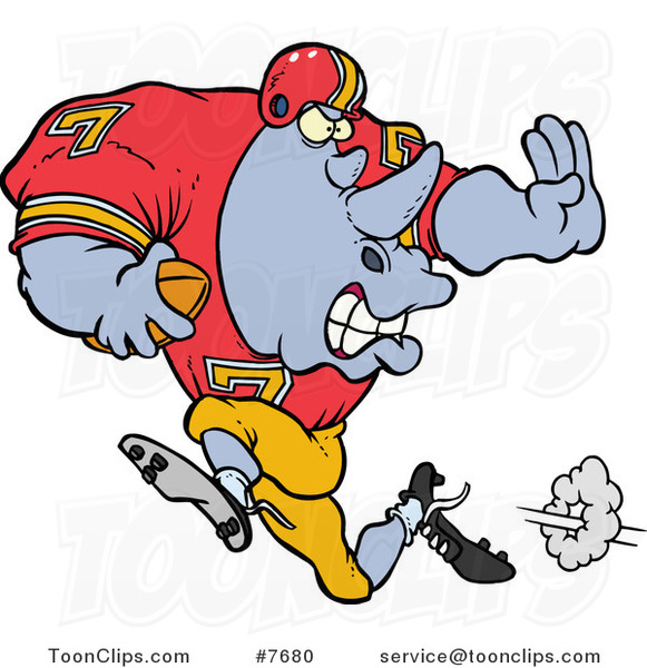 Cartoon Football Rhino Running