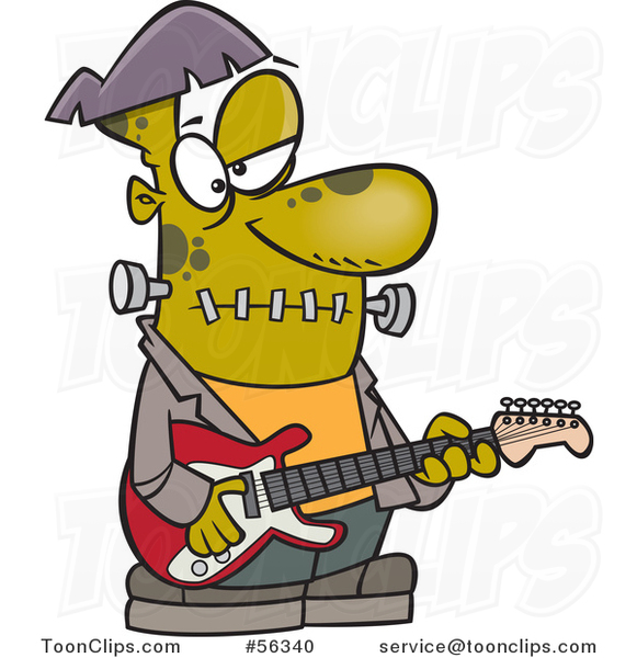 Cartoon Frankenstein Playing a Guitar