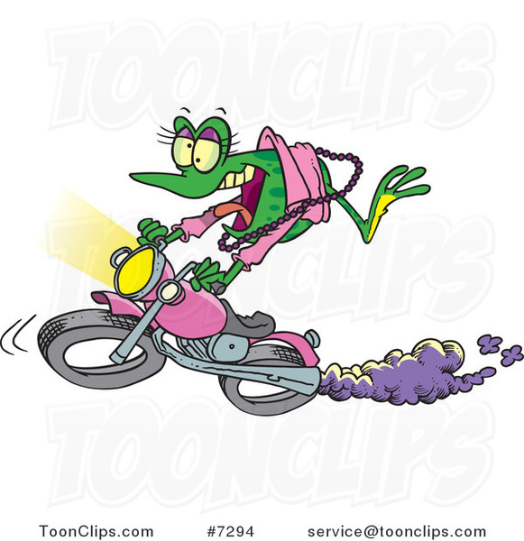 Cartoon Frog Biker Chick