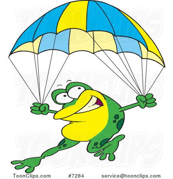 Cartoon Frog Parachuting