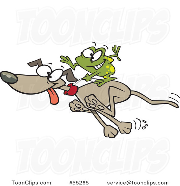 Cartoon Frog Riding on a Running Dog