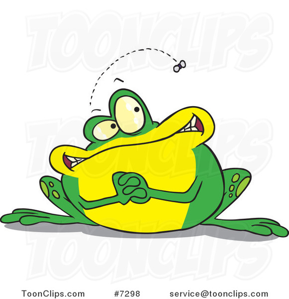 Cartoon Frog Waiting for a Fly