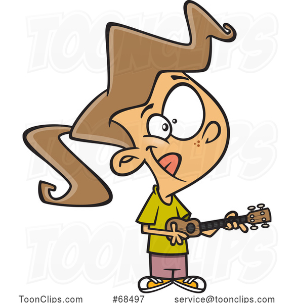 Cartoon Girl Playing a Ukulele