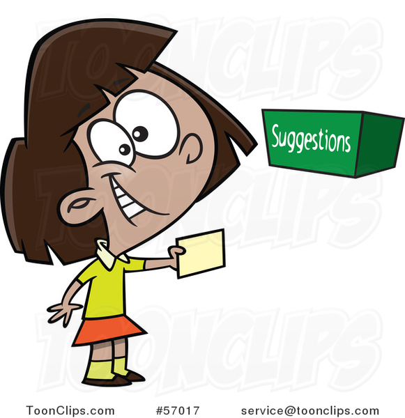 Cartoon Girl Putting a Note in a Suggestion Box #57017 by Ron Leishman