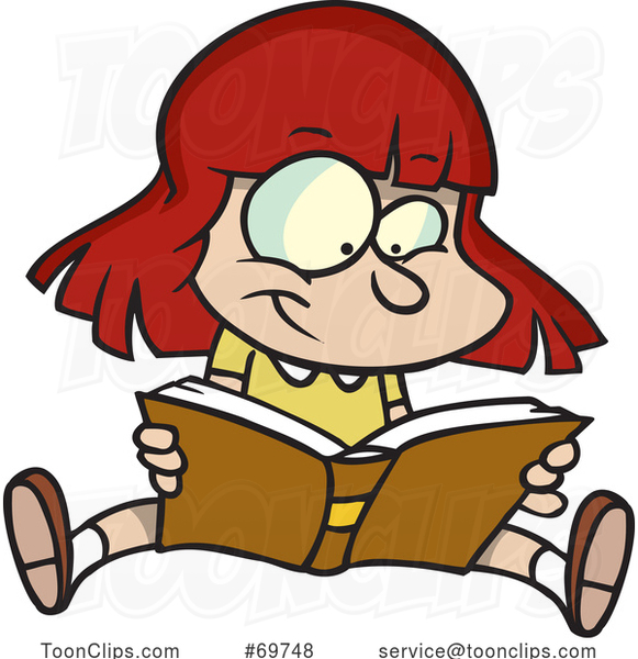 Cartoon Girl Reading a Book