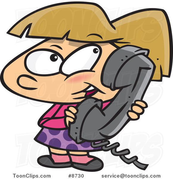 Cartoon Girl Talking on a Phone #8730 by Ron Leishman