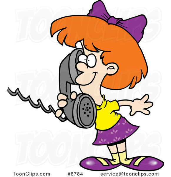 Cartoon Girl Talking on a Telephone #8784 by Ron Leishman