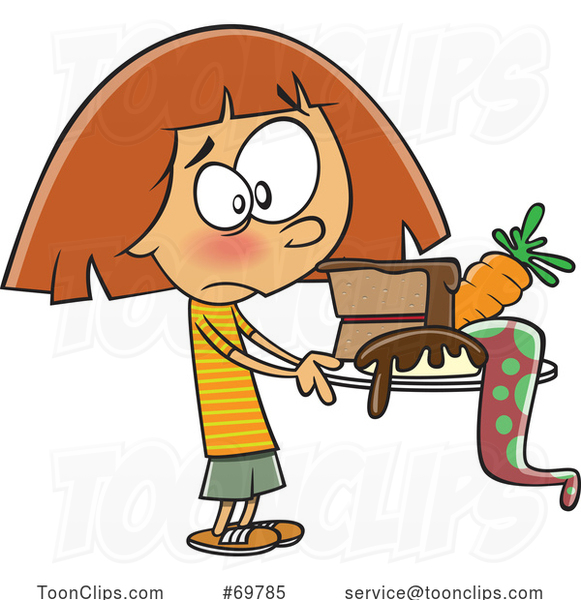 Cartoon Girl with a Hodgepodge of Food