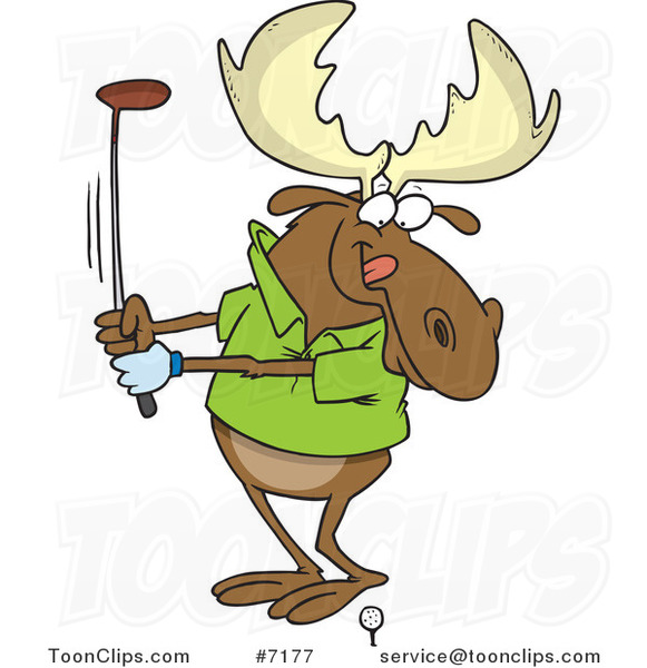 Cartoon Golfing Moose
