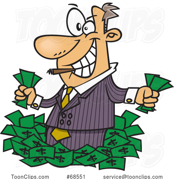 Cartoon Greedy Rich Business Man or Salesman