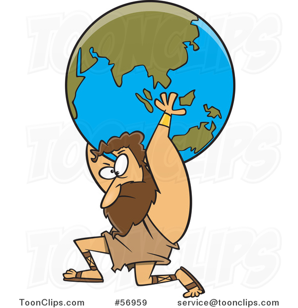 Cartoon Greek God, Atlas, Carrying Earth #56959 by Ron Leishman