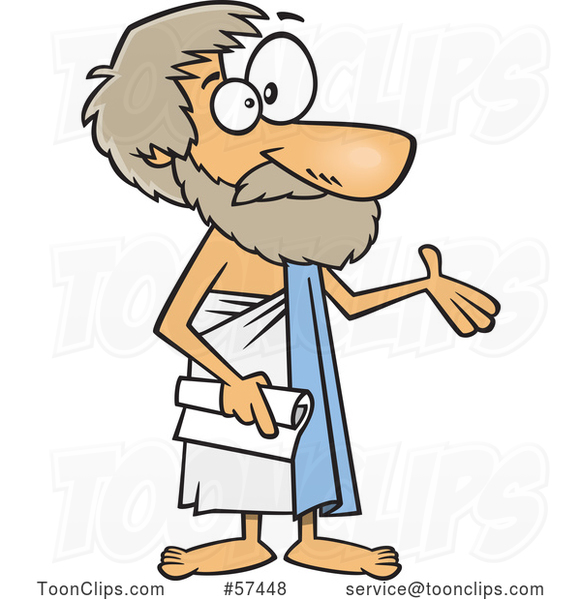 Cartoon Greek Philosopher, Aristotle, Presenting #57448 by Ron Leishman