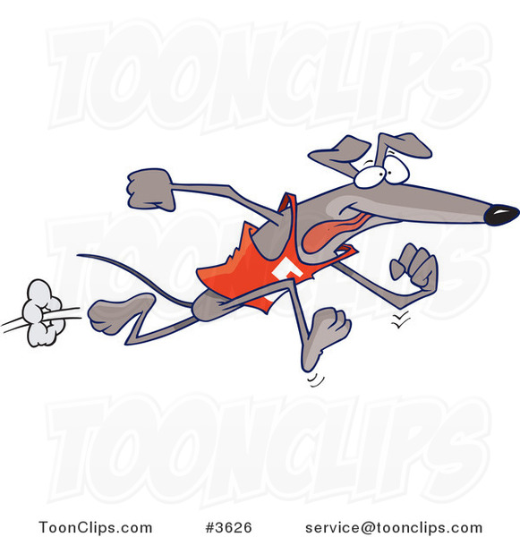 Cartoon Greyhound Dog Running Upright #3626 by Ron Leishman