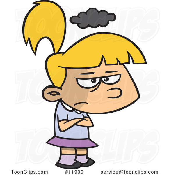 Cartoon Grumpy Girl with a Cloud over Her Head #11900 by Ron Leishman