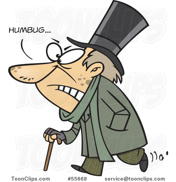 Cartoon Grumpy Scrooge Saying Humbug