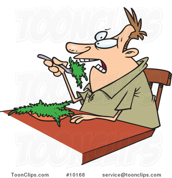 Cartoon Guy Eating Salad #10168 by Ron Leishman