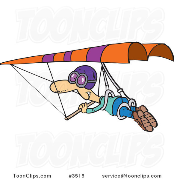 Cartoon Guy Hang Gliding #3516 by Ron Leishman