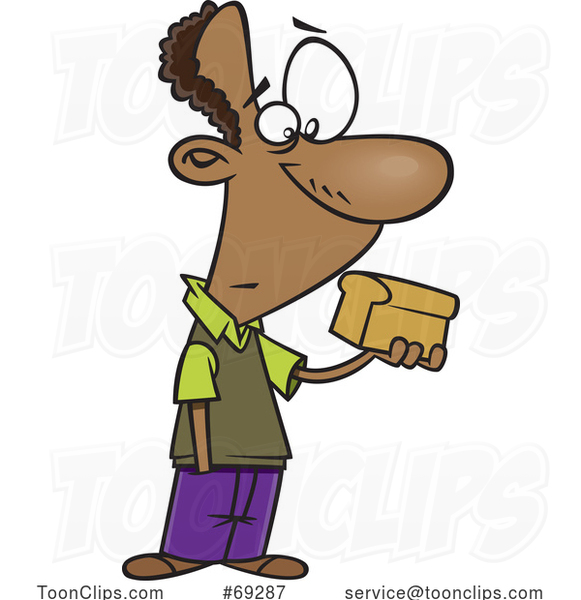 Cartoon Guy Holding a Loaf of Bread