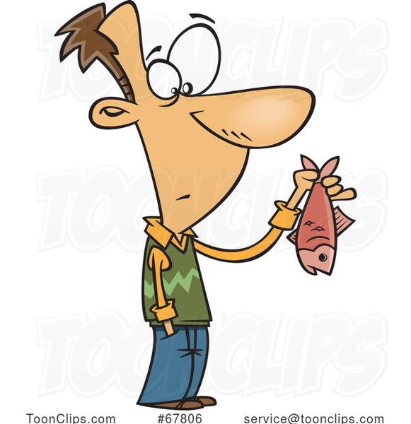 Cartoon Guy Holding a Red Herring