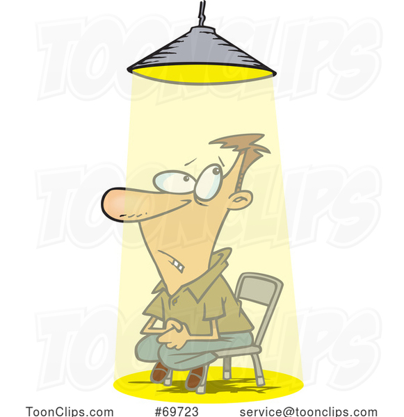 Cartoon Guy in the Spotlight While Being Interrogated