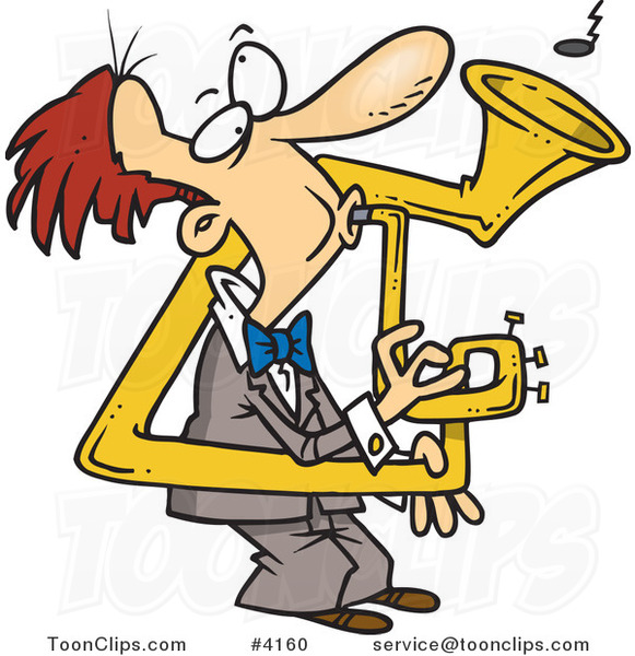 Cartoon Guy Playing a Bent Sousaphone