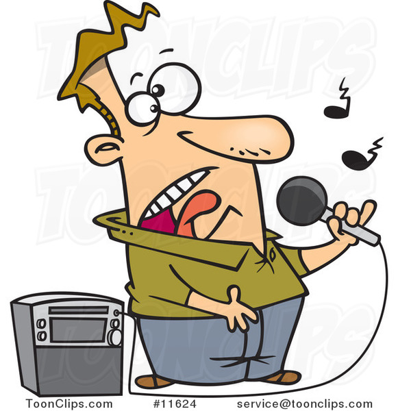 Cartoon Guy Singing Karaoke
