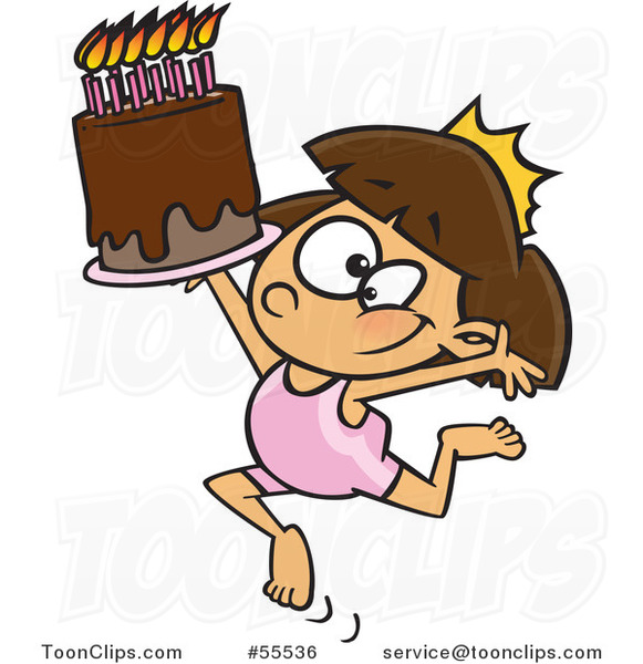 cartoon gymnastics princess girl with a tiara and birthday cake by toonaday 55536