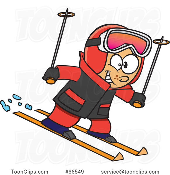 Cartoon Happy Boy Skiing