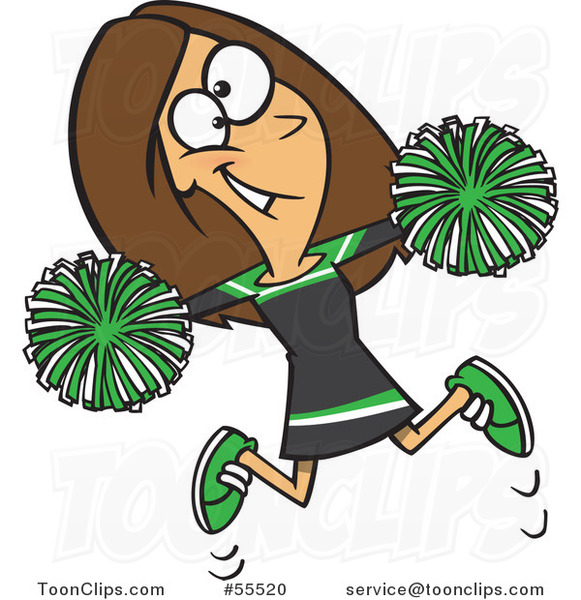 telex gæld høj Cartoon Happy Cheerleader Jumping with Green Pom Poms #55520 by Ron Leishman