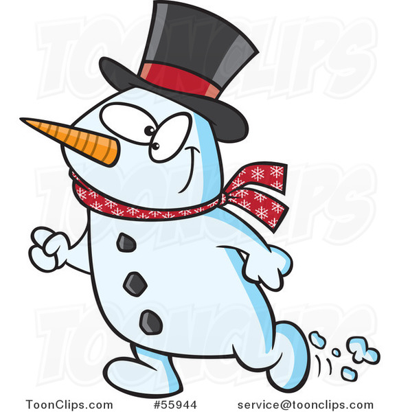 Cartoon Happy Christmas Snowman Walking