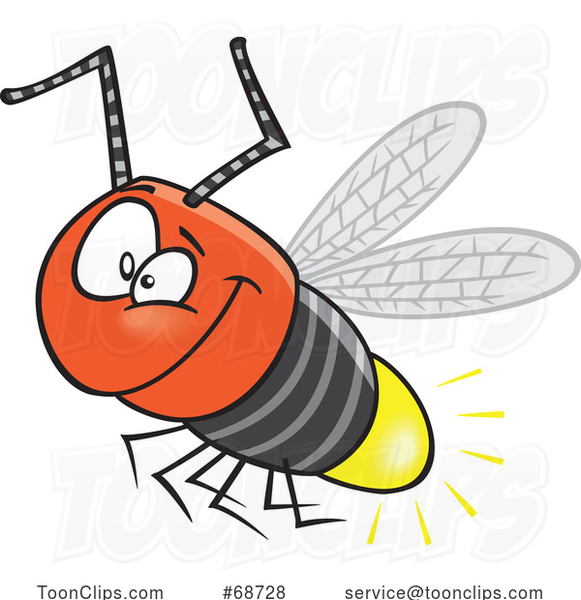 Cartoon Happy Firefly Bug