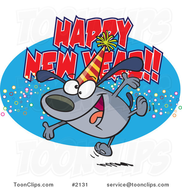 Cartoon Happy New Year Dog #2131 by Ron Leishman