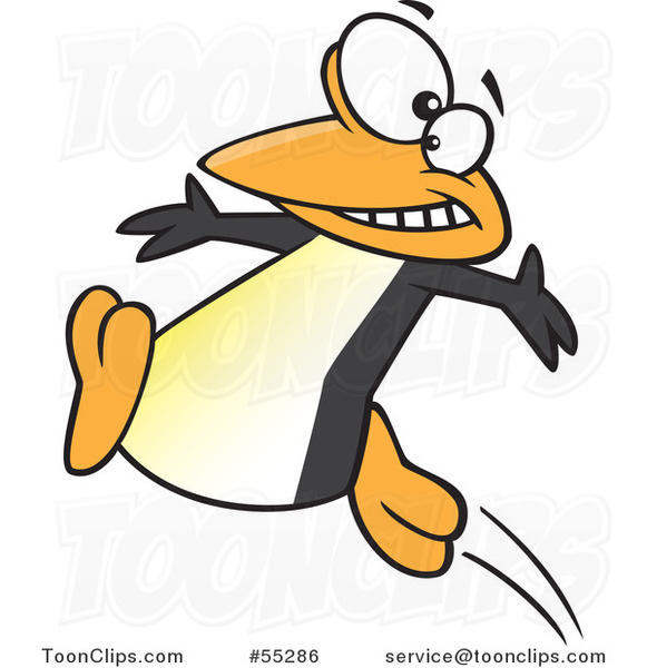 Cartoon Happy Penguin Jumping